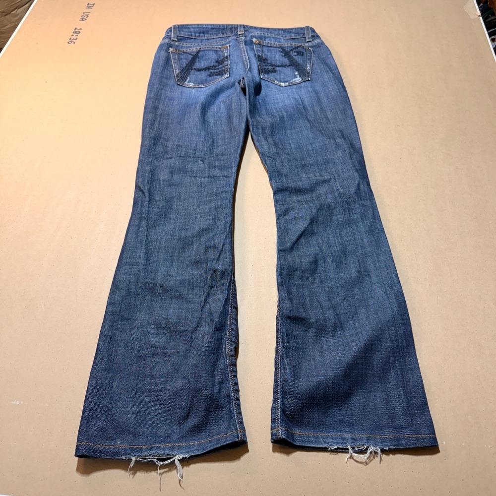 Y2K Joe's Jeans Flare Leg Jeans 28 Blue Good Embroidered Pockets 22PX5730